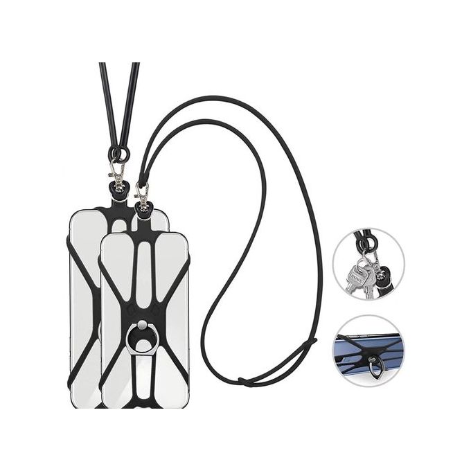 Universal Phone Lanyard with Ring Grip Holder | Adjustable Anti-Drop Crossbody Strap & Finger Ring Kickstand for iPhone, Samsung & All Smartphones