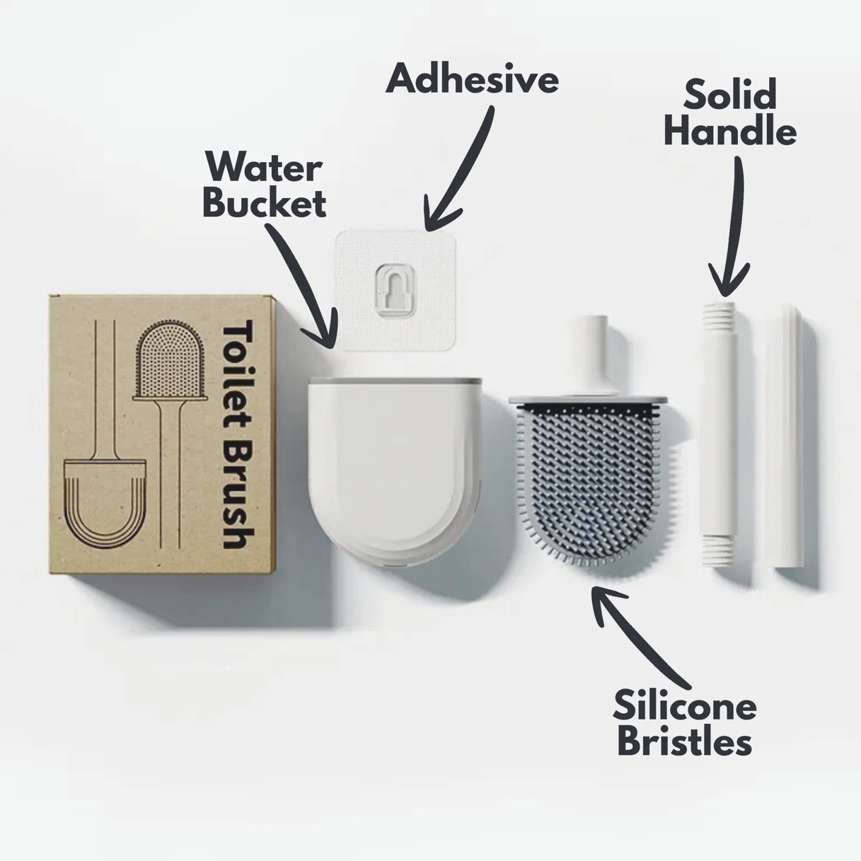 Flexible Silicone Toilet Brush and Holder Set – Wall-Mounted or Free-Standing Deep Cleaning Bowl Scrubber