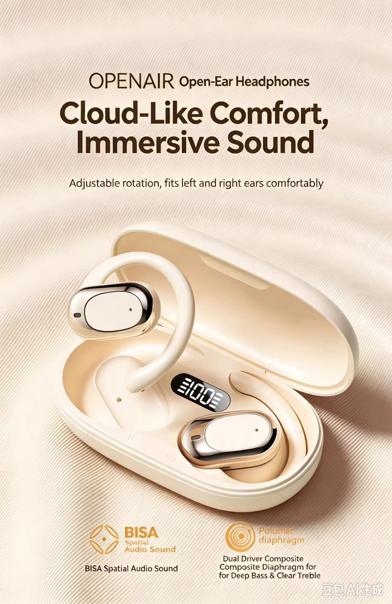 Burmester 2025 New Open‑Ear Hook‑Style Bluetooth Headphones, Non‑in‑Ear, Noise‑Cancelling, Sports‑Ready, Ultra‑Long Battery Life