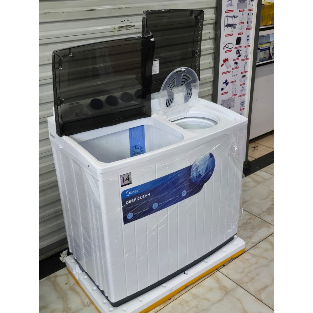 Midea 14kg Twin Tub Semi-Automatic Washing Machine MT100W140/WG – Wash & Spin