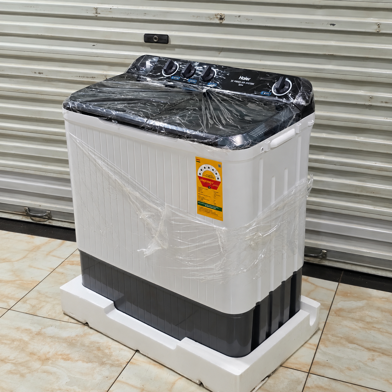 Haier 10kg Twin Tub Semi-Automatic Washing Machine with 6kg Spin Capacity & Fresh Air System – HTW100-M1217