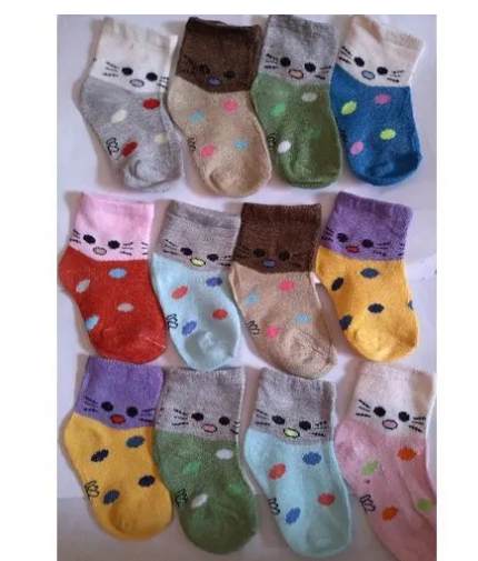 12 Pairs/lot Baby Socks 0-12 Months Assorted