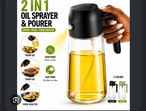 🍒2 in 1 Oil Jar Sprayer & Dispenser 600ml – Premium Kitchen Oil Control Bottle🩸🩸modern kitchen essential designed for precision, convenience, and healthier cooking habits. Whether you are frying, g