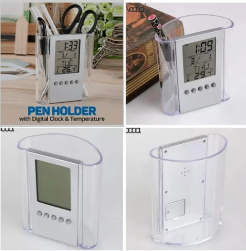Pen Pencil Holder/organizer, Digital LCD Desk Pen Holder, Calendar, Timer, clock, thermometer Desktop Electronic Office stationary organizer, office giftset, bedroom table organizer