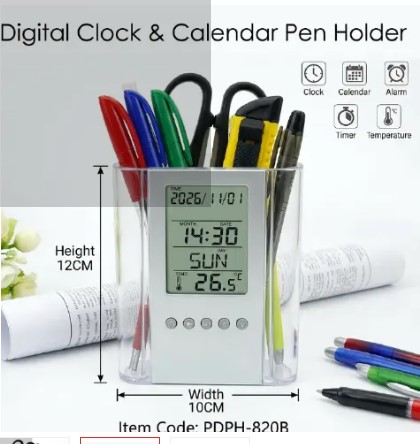 Pen Pencil Holder/organizer, Digital LCD Desk Pen Holder, Calendar, Timer, clock, thermometer Desktop Electronic Office stationary organizer, office giftset, bedroom table organizer