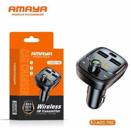 Amaya ACC T02 FM Transmitter Car MP3 Player & Bluetooth Car Adapter, Wireless Audio Receiver, USB Car Charger, Hands-Free Calling, Music Streaming & Phone Charging for Vehicles
