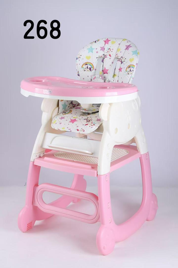 3 in 1 Baby Feeding Chair with Removable Tray Adjustable Height Comfortable Seat Safety Harness Convertible High Chair Toddler Dining Chair Stable Support