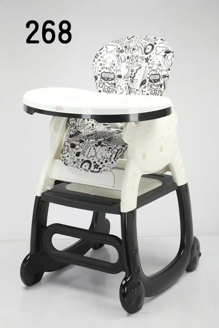 3 in 1 Baby Feeding Chair with Removable Tray Adjustable Height Comfortable Seat Safety Harness Convertible High Chair Toddler Dining Chair Stable Support