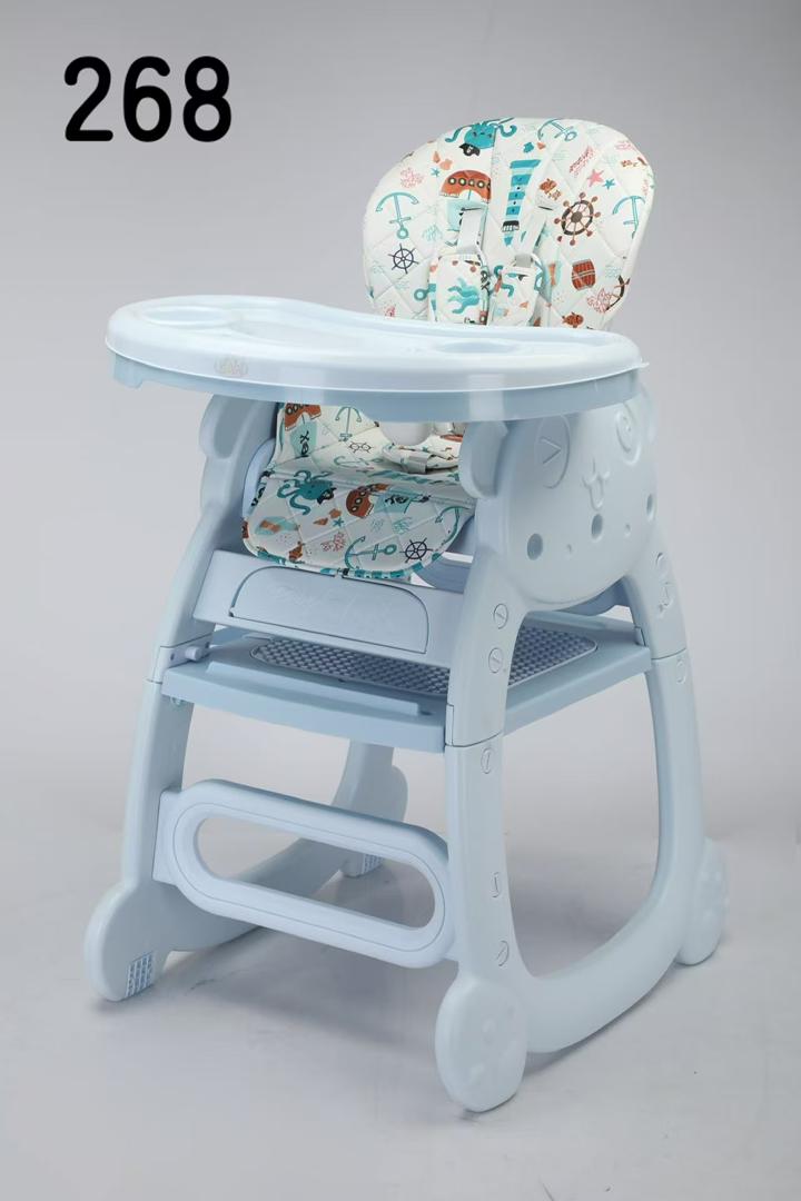 3 in 1 Baby Feeding Chair with Removable Tray Adjustable Height Comfortable Seat Safety Harness Convertible High Chair Toddler Dining Chair Stable Support