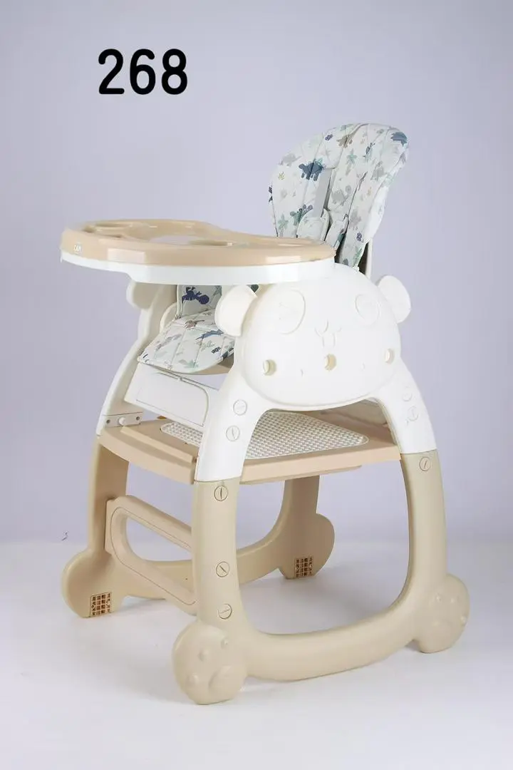 3 in 1 Baby Feeding Chair with Removable Tray Adjustable Height Comfortable Seat Safety Harness Convertible High Chair Toddler Dining Chair Stable Support