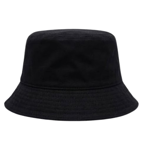 Unisex Plain Cotton Outdoor Sun Bucket Hat - Black