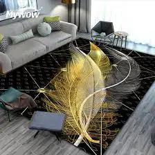 Luxury Modern 3D Visual Effects Soft Velvet Living Room Area Carpet 7x10 Feet, Premium Anti-Slip Large Floor Rug with Elegant Geometric Pattern for Bedroom, Dining Space and Contemporary Home Decor