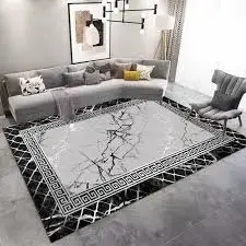 Luxury Modern 3D Visual Effects Soft Velvet Living Room Area Carpet 7x10 Feet, Premium Anti-Slip Large Floor Rug with Elegant Geometric Pattern for Bedroom, Dining Space and Contemporary Home Decor
