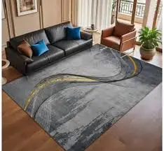 Luxury Modern 3D Visual Effects Soft Velvet Living Room Area Carpet 7x10 Feet, Premium Anti-Slip Large Floor Rug with Elegant Geometric Pattern for Bedroom, Dining Space and Contemporary Home Decor