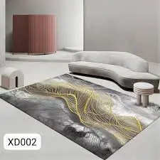 Luxury Modern 3D Visual Effects Soft Velvet Living Room Area Carpet 7x10 Feet, Premium Anti-Slip Large Floor Rug with Elegant Geometric Pattern for Bedroom, Dining Space and Contemporary Home Decor