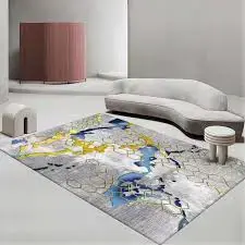 Luxury Modern 3D Visual Effects Soft Velvet Living Room Area Carpet 7x10 Feet, Premium Anti-Slip Large Floor Rug with Elegant Geometric Pattern for Bedroom, Dining Space and Contemporary Home Decor