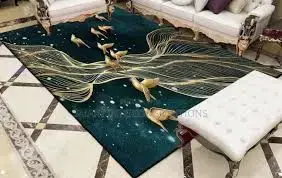 Luxury Modern 3D Visual Effects Soft Velvet Living Room Area Carpet 7x10 Feet, Premium Anti-Slip Large Floor Rug with Elegant Geometric Pattern for Bedroom, Dining Space and Contemporary Home Decor