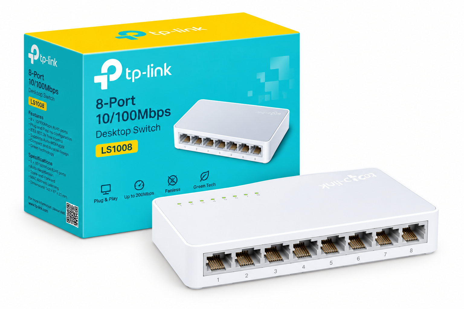 TP-Link LS1008 8-Port 10/100Mbps Ethernet Switch – LiteWave Unmanaged Desktop Network Switch