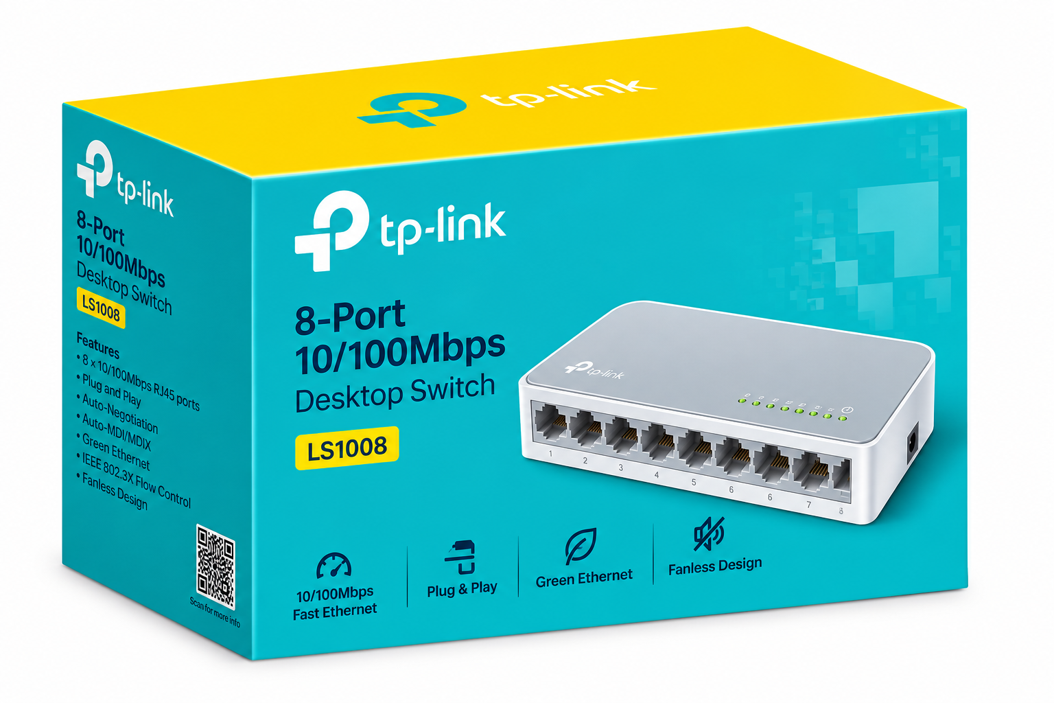 TP-Link LS1008 8-Port 10/100Mbps Ethernet Switch – LiteWave Unmanaged Desktop Network Switch
