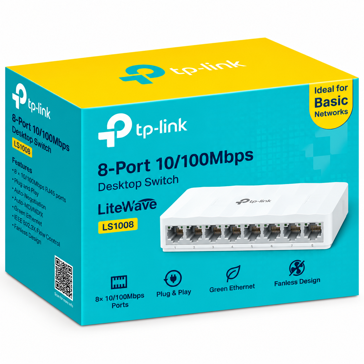 TP-Link LS1008 8-Port 10/100Mbps Ethernet Switch – LiteWave Unmanaged Desktop Network Switch