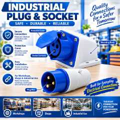 industerial Soket 32A is a robust and versatile electrical solution designed for both home and industrial use. Crafted from a durable plastic ceramic case with electrolytic copper