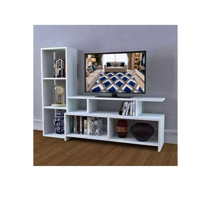 WHITE MODERN STYLISH WOODEN TV STAND - TV'S UPTO 65 inch (2 PCs with black lipping)