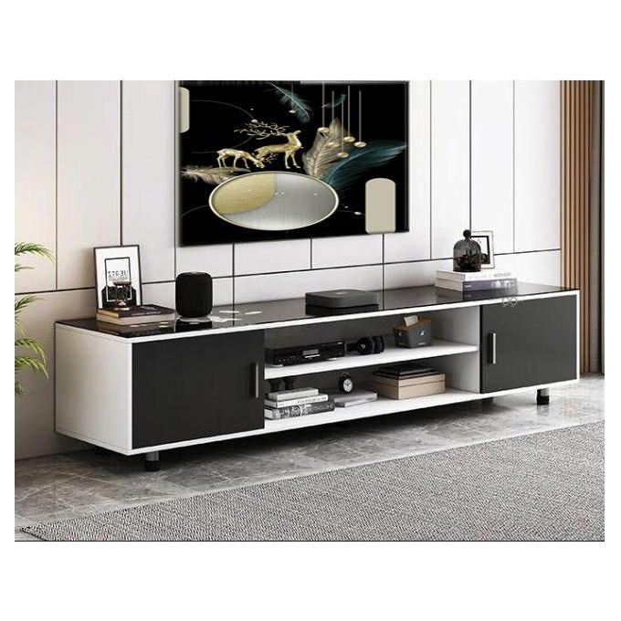 WHITE MODERN STYLISH WOODEN TV STAND - TV'S UPTO 65 inch (2 PCs with black lipping)