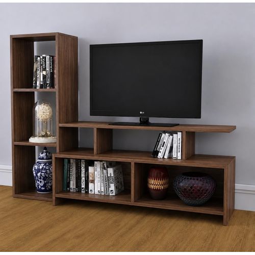 WHITE MODERN STYLISH WOODEN TV STAND - TV'S UPTO 65 inch (2 PCs with black lipping)