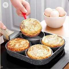 4 Compartment Nonstick Pancake Pan - Allows you to cook 4 pancakes at once with consistent size and shape. Ideal for batch cooking and breakfast for multiple people.