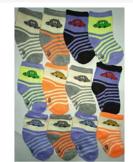 12 Pairs/lot Baby Socks 0-12 Months Assorted colours