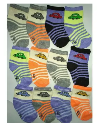 12 Pairs/lot Baby Socks 0-12 Months Assorted colours