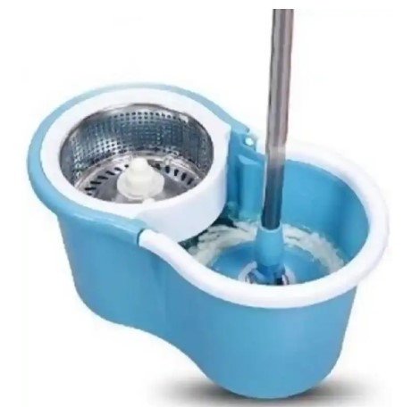Magic 360° Rotating Metallic Spin Mop - Professional Floor Cleaning System with Stainless Steel Basket - Dual-Drive Spin Bucket with 2 Microfiber Mop Heads