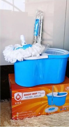 Magic 360° Rotating Metallic Spin Mop - Professional Floor Cleaning System with Stainless Steel Basket - Dual-Drive Spin Bucket with 2 Microfiber Mop Heads