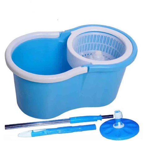 Magic 360° Rotating Metallic Spin Mop - Professional Floor Cleaning System with Stainless Steel Basket - Dual-Drive Spin Bucket with 2 Microfiber Mop Heads
