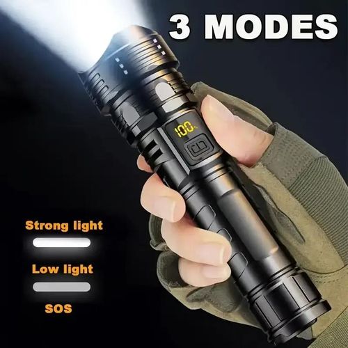 Rechargeable LED Flashlight with COB Side Light, USB Charging, High Power Long Range Torch, 4 Light Modes, Waterproof Portable Handheld Emergency Torch for Camping, Hiking, Home & Outdoor Use