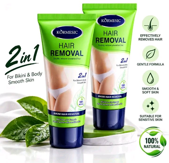KORMESIC 2-in-1 Bikini & Body Hair Removal Cream – Unisex Depilatory Cream for Smooth Skin & Unwanted Hair Removal