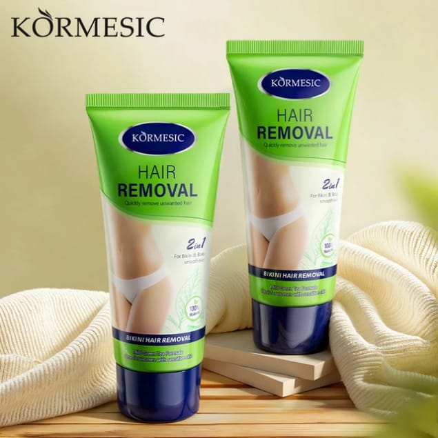 KORMESIC 2-in-1 Bikini & Body Hair Removal Cream – Unisex Depilatory Cream for Smooth Skin & Unwanted Hair Removal