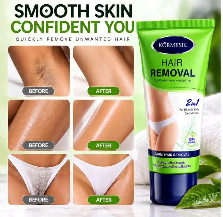 KORMESIC 2-in-1 Bikini & Body Hair Removal Cream – Unisex Depilatory Cream for Smooth Skin & Unwanted Hair Removal