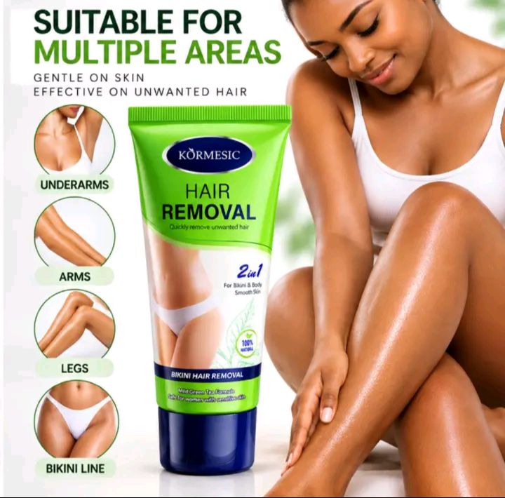 KORMESIC 2-in-1 Bikini & Body Hair Removal Cream – Unisex Depilatory Cream for Smooth Skin & Unwanted Hair Removal