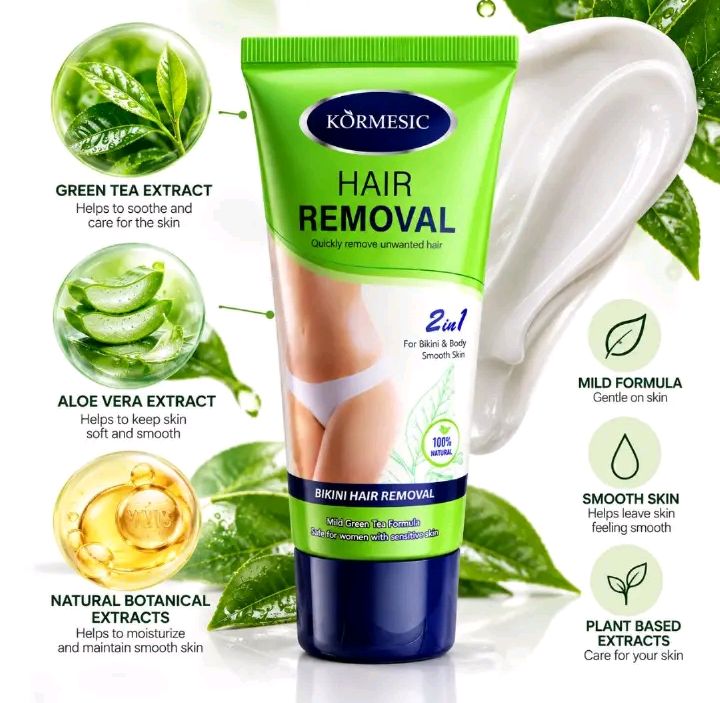 KORMESIC 2-in-1 Bikini & Body Hair Removal Cream – Unisex Depilatory Cream for Smooth Skin & Unwanted Hair Removal