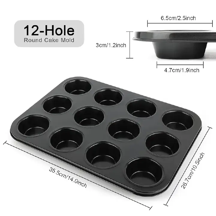 Nonstick 12 hole cupcakes baking tin cup cake mould