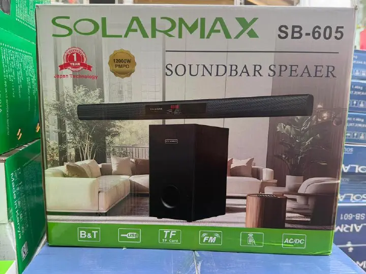 Solar Max Powerful Sound Bar System with Bluetooth and Sub Woofer System Multimedia Speaker System