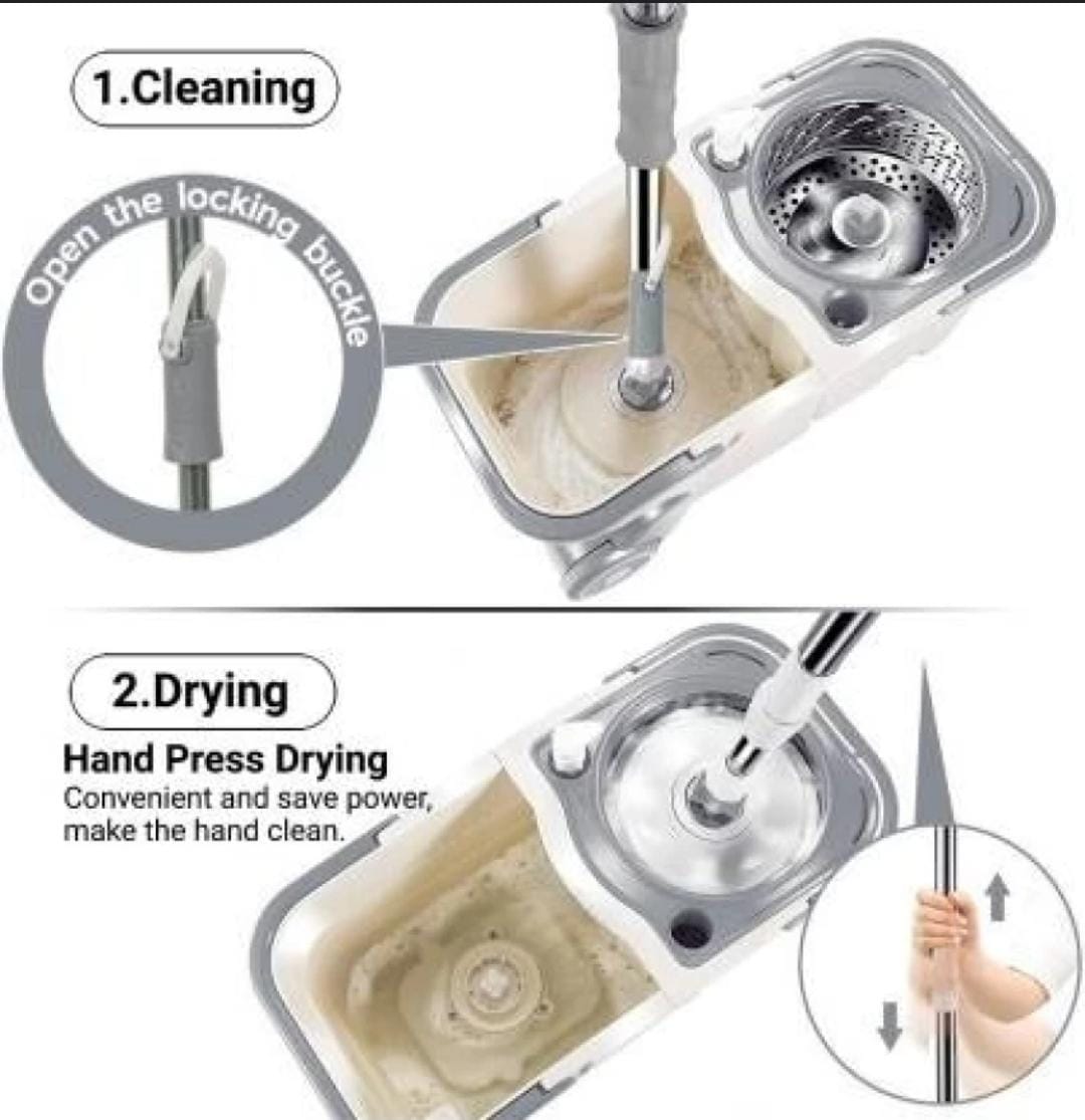 🎯Fashion rotary mop 17L bucket, 112cm mop, 2 rags. Make cleaning faster, easier, and more effective. Designed for convenience and deep cleaning perfect for homes, offices and shops.