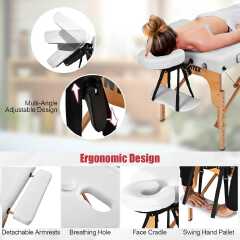 Portable Foldable 3 Fold Massage Bed Home patient Bed Facial Steaming Bed Tattoo Bed Beach Bed