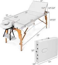 Portable Foldable 3 Fold Massage Bed Home patient Bed Facial Steaming Bed Tattoo Bed Beach Bed