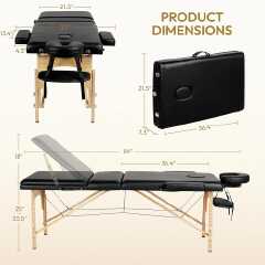 Portable Foldable 3 Fold Massage Bed Home patient Bed Facial Steaming Bed Tattoo Bed Beach Bed