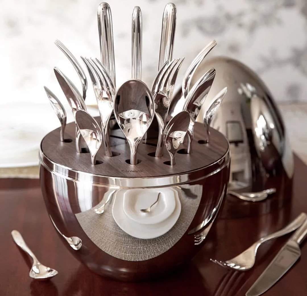 Piece Executive Egg Shell Cutlery Set | Premium Gold Stainless Steel Flatware with Storage Case
