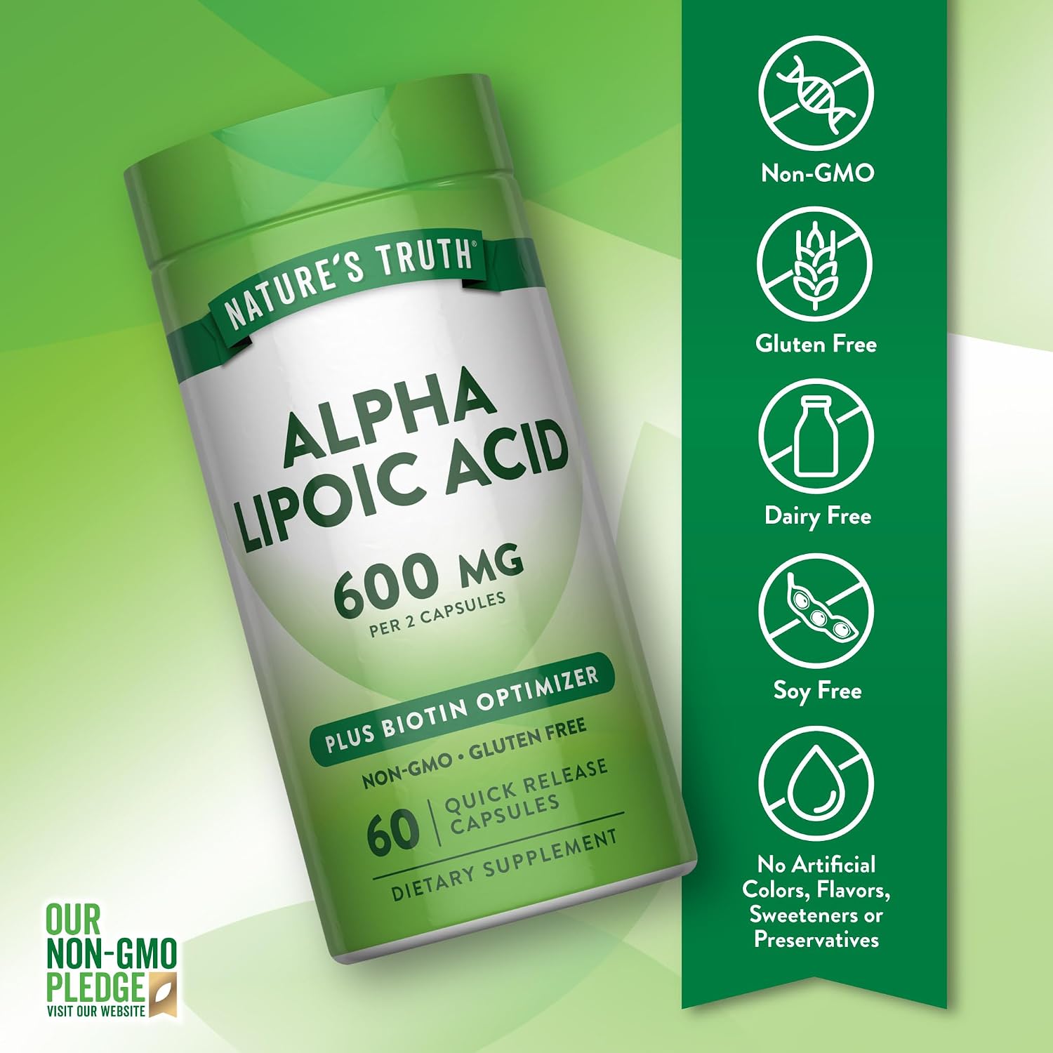 Nature's Truth Alpha Lipoic Acid 600mg | Plus Biotin Optimizer-For Nerves-Nerve Pain-Nerve damage-Blood glucose-Diabetes