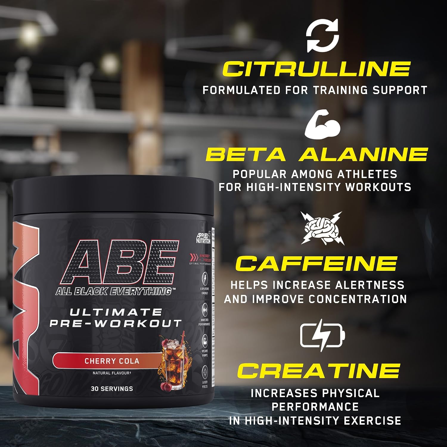 Applied Nutrition ABE Pre-Workout 375g 30Serving-High-Energy Pre-Workout with Citrulline, Creatine & Beta-Alanine for Physical Performance - (30 Servings)