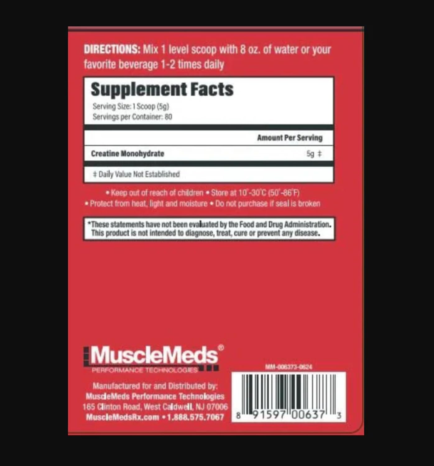 MuscleMeds Creatine Monohydrate: Micronized Formula for Muscle Growth & Recovery – 80 Servings
